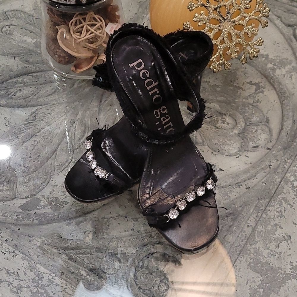 pedro Garcia Sequin & Swarovski Crystal Strapy Heels